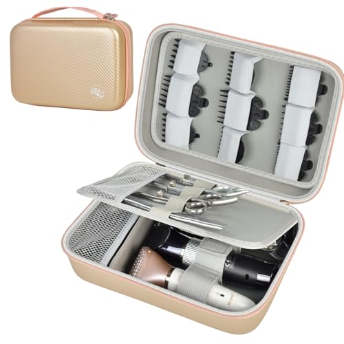 Boobowl Barber Accessories Bag for Clippers and Supplies, Mens Hair Trimmers Box, Portable Clipper Storage Holder for Hair Cutting, Guard Grooming Kit and Barbers Supplies (Bag Only)- Gold - Image 1