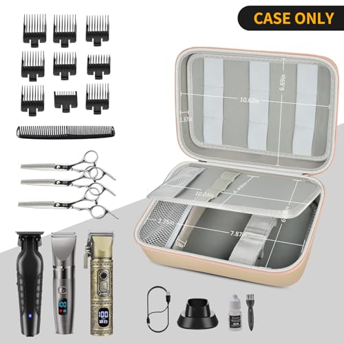Boobowl Barber Accessories Bag for Clippers and Supplies, Mens Hair Trimmers Box, Portable Clipper Storage Holder for Hair Cutting, Guard Grooming Kit and Barbers Supplies (Bag Only)- Gold - Image 2