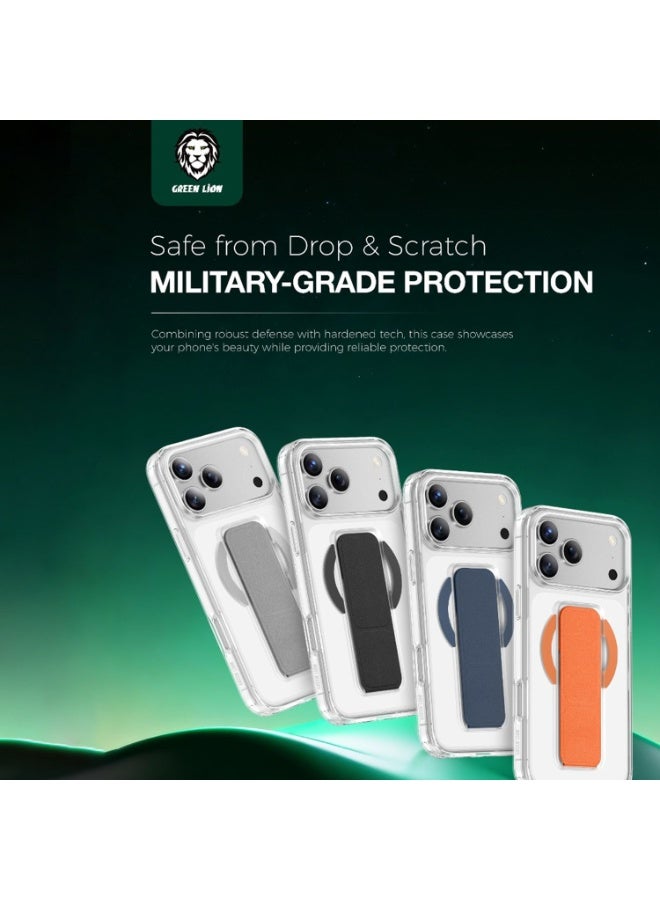 جرين ليون جراب ماج سيف لهاتف iPhone 17 Pro Max مصنوع من الجلد مع قفل مغناطيسي مزدوج الجوانب وحماية عالية الجودة / مقبض مغناطيسي - أزرق برتقالي - Image 2