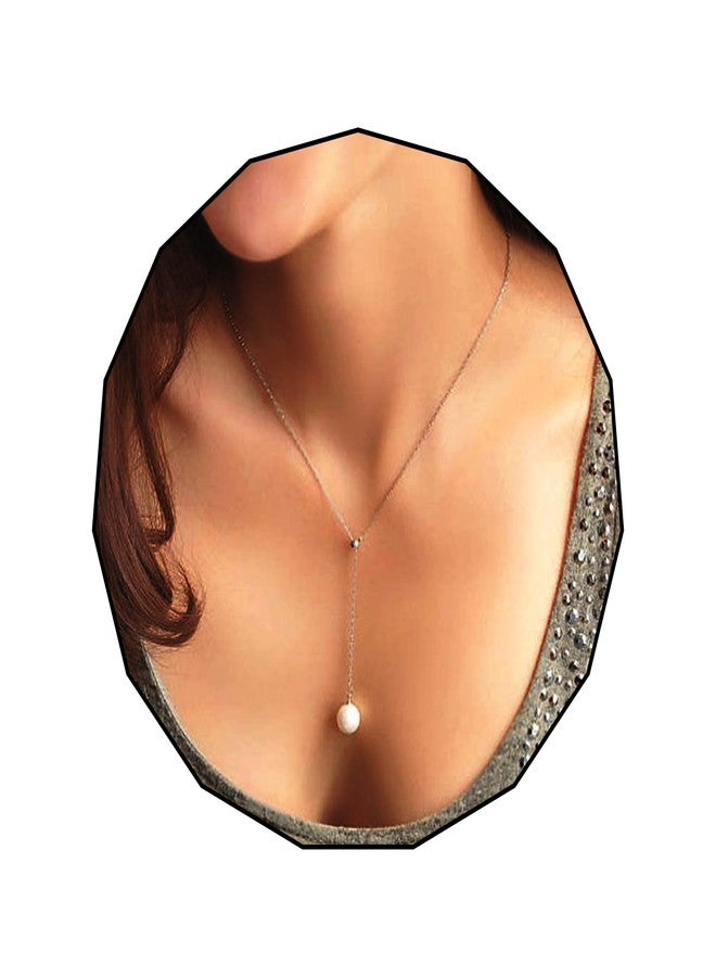 Olbye Pearl Pendant Necklace Silver Drop Necklace Choker Unique Necklace Jewelry for Women (Silver) - Image 1