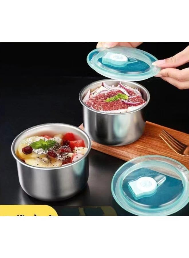 2 Pieces Reusable Stainless Steel Food Storage Bowl Set, Refrigerator Storage Box, With Lid, Leak-proof, Suitable For Steamed Rice, Eggs And Cakes, Essential Accessories For Kitchen And Catering - Image 1