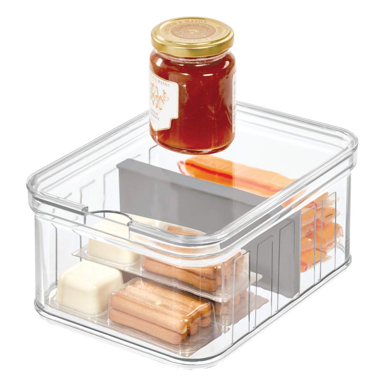 iDesign Plastic Crisp Divided Fruit and Vegetable Storage with Easy to Grip Integrated Handles Designed to Keep Food Fresh Longer 832 x 632 x 376 2 Section