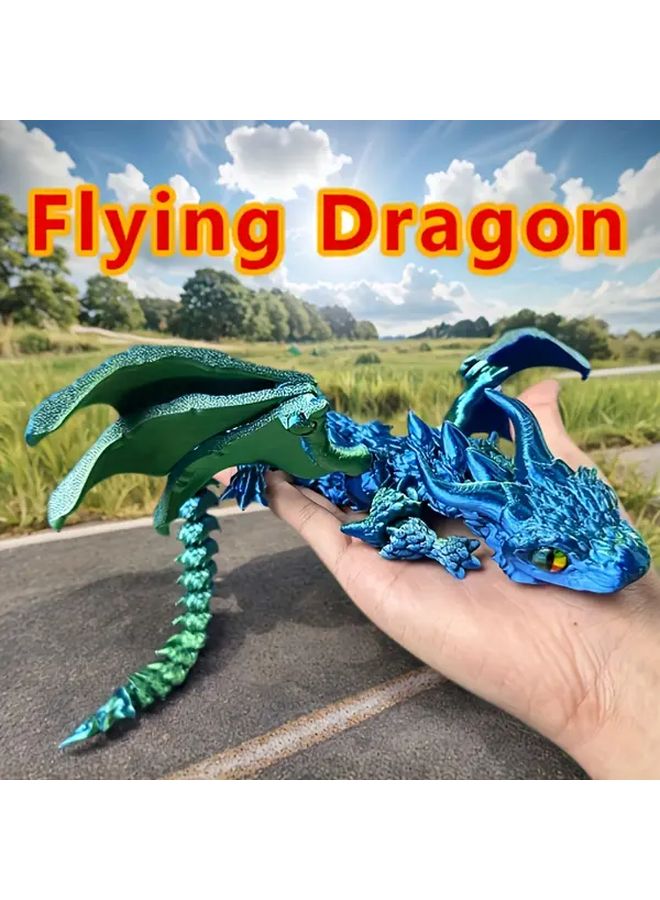 Red And Blue 3D Printed Multi Jointed Dragon Hand Painted Plastic Statue 39 5cm - Image 4