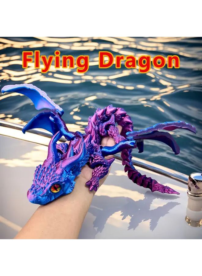 Red And Blue 3D Printed Multi Jointed Dragon Hand Painted Plastic Statue 39 5cm - Image 2