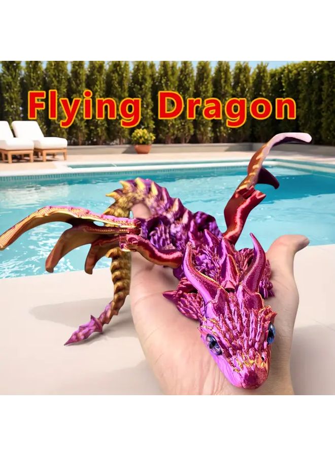 Red And Blue 3D Printed Multi Jointed Dragon Hand Painted Plastic Statue 39 5cm - Image 3