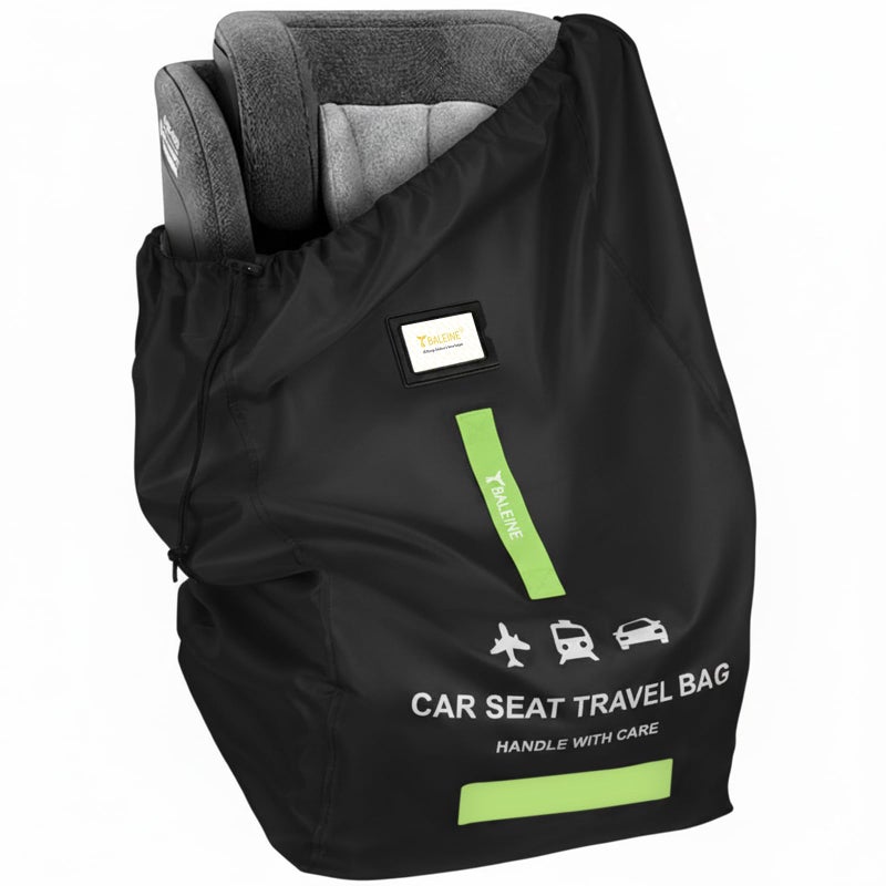 BALEINE Car Seat Travel Bag for Airplane, Water-Resistant Car Seat Bags for Air Travel, Foldable Cover with 3 Handles, Fits Toddler Carseat, Convertible and Booster Seats (Black) - Image 1