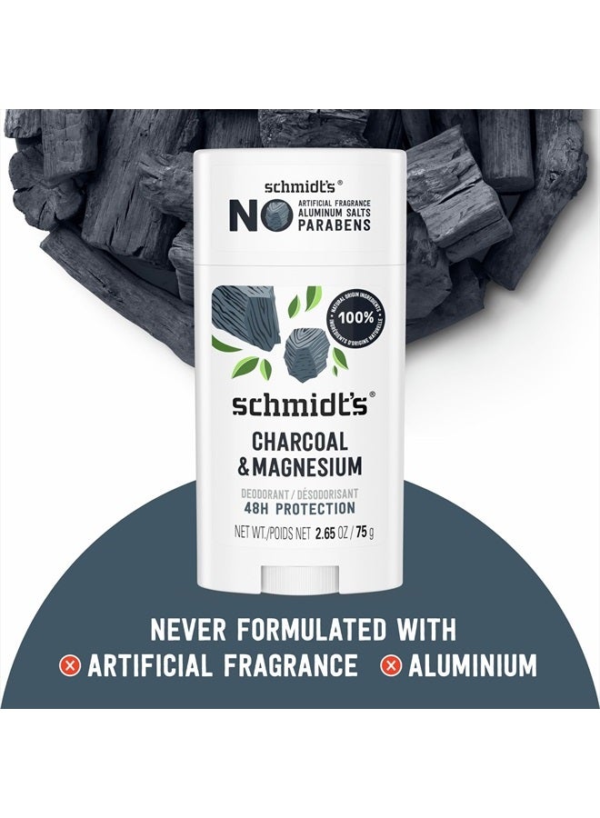 SchmidtS Aluminum-Free Vegan Deodorant Charcoal & Magnesium with 24 Hour Odor Protection, 4 Count for Women and Men, Natural Ingredients, Cruelty-Free, 2.65 oz - Image 3