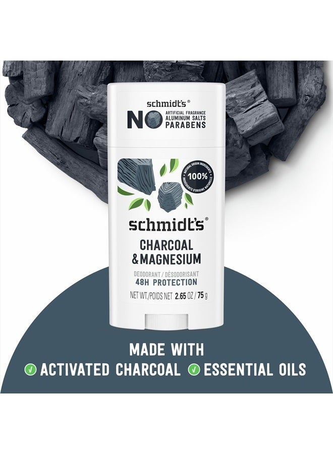 SchmidtS Aluminum-Free Vegan Deodorant Charcoal & Magnesium with 24 Hour Odor Protection, 4 Count for Women and Men, Natural Ingredients, Cruelty-Free, 2.65 oz - Image 2
