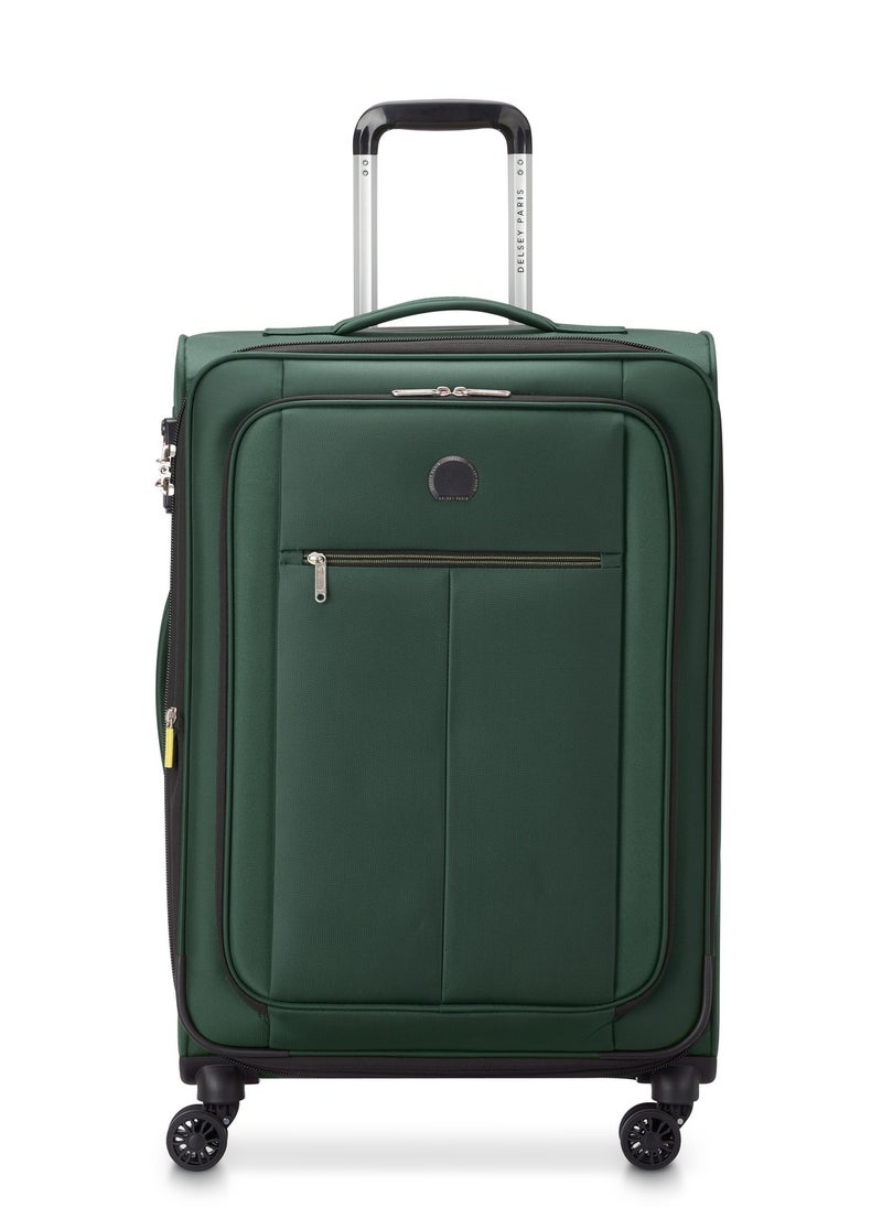 DELSEY Paris - Pin Up 6 68cm Softcase 4 Double Wheel Expandable Check-In Trolley Case Green - 00343081103 - Image 1