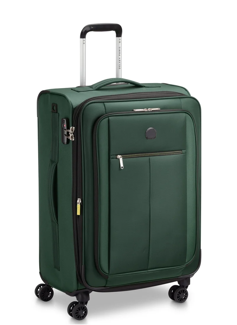DELSEY Paris Pin Up 6 68cm Softcase 4 Double Wheel Expandable Check-In Trolley Case Green - 00343081103