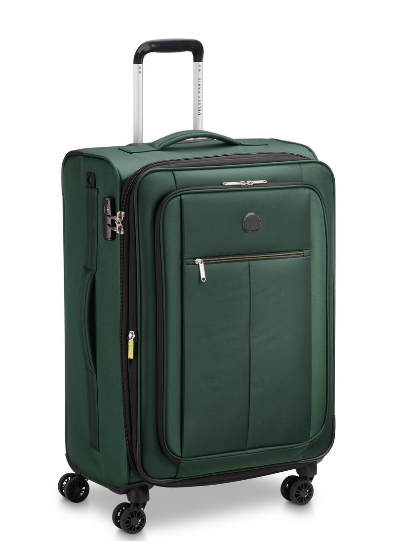 DELSEY Paris - Pin Up 6 68cm Softcase 4 Double Wheel Expandable Check-In Trolley Case Green - 00343081103 - Image 1