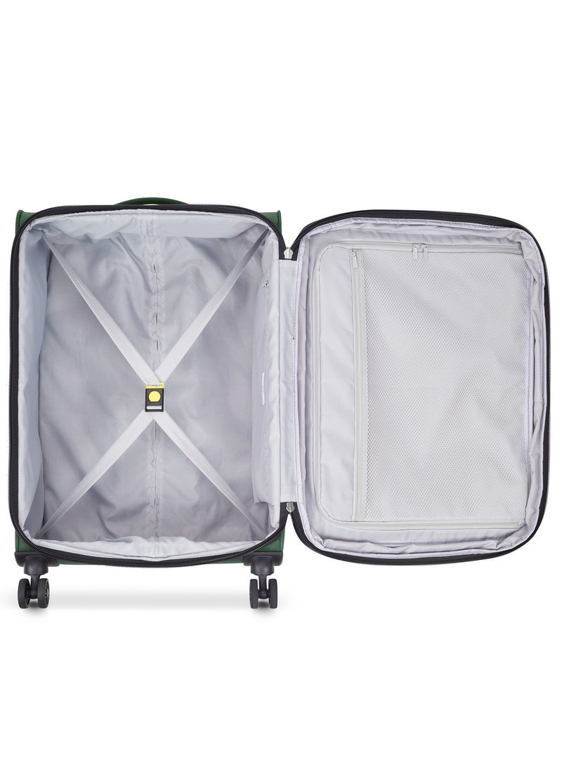 DELSEY Paris - Pin Up 6 68cm Softcase 4 Double Wheel Expandable Check-In Trolley Case Green - 00343081103 - Image 1