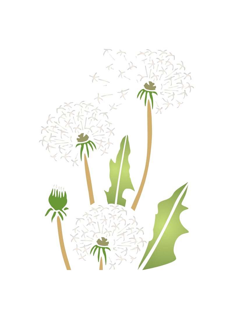 Usnyabni DandiClocks Layering Stencil, 4.5 x 6.5 inch - Stencils for Walls Original Dandelion Puff Stencil Mask use to Add Texture, Design and Accents to Mixed Media Backgrounds  - Image 1