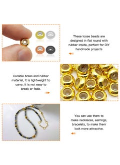 Oubaka 80Pcs 8Mm Stopper Beads With Rubber Inside Flat Round Rondelle Spacer Beads Adjustable Slider Clasps Round Beads Positioning Spacer Beads For Diy Bracelets Necklaces Jewelry Making(2Mm Hole4Colors)  - Image 4
