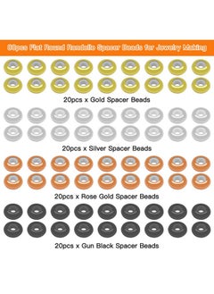 Oubaka 80Pcs 8Mm Stopper Beads With Rubber Inside Flat Round Rondelle Spacer Beads Adjustable Slider Clasps Round Beads Positioning Spacer Beads For Diy Bracelets Necklaces Jewelry Making(2Mm Hole4Colors)  - Image 2