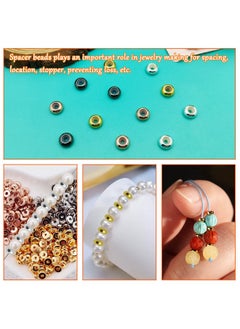 Oubaka 80Pcs 8Mm Stopper Beads With Rubber Inside Flat Round Rondelle Spacer Beads Adjustable Slider Clasps Round Beads Positioning Spacer Beads For Diy Bracelets Necklaces Jewelry Making(2Mm Hole4Colors)  - Image 3