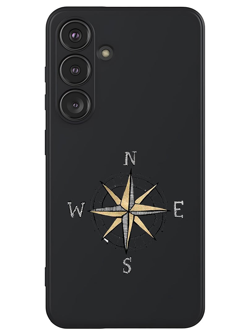 Theodor Protective Slim Fit Case Liquid Silicone Cover with Full Body Protection Anti-Scratch Shockproof Case For Samsung Galaxy S25 (Black) - Compass - Image 1