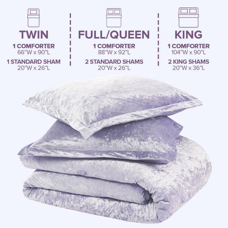 Comfort Spaces Juliette Purple Comforter Set Velvet Lush with Soft Brushed Microfiber Reverse, All Season Cozy Velvet Lavender Bedding Sets, Fluffy Comforter Bed Set, Matching Sham, Full/Queen 3 Piece - Image 5