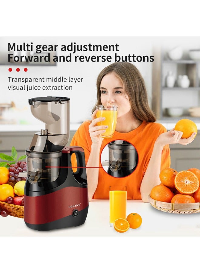 سوكاني عصارة بطيئة، عصارة بطيئة المضغ، عصارة فواكه/خضراوات، آلات عصارة بطيئة المضغ بقوة 800 واط، سهلة التنظيف، إنتاج عصير عالي - Image 2
