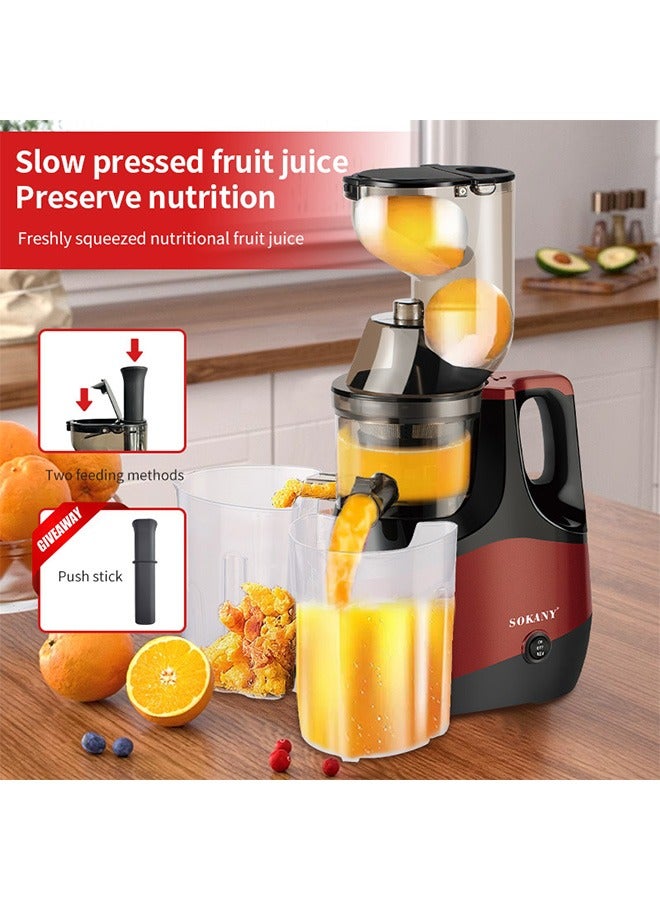سوكاني عصارة بطيئة، عصارة بطيئة المضغ، عصارة فواكه/خضراوات، آلات عصارة بطيئة المضغ بقوة 800 واط، سهلة التنظيف، إنتاج عصير عالي - Image 3