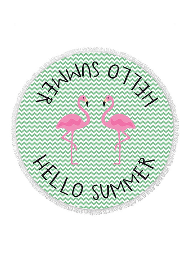 Loquat Hello Summer Round Fringed Towel Pink/Green 150 × 150cm 