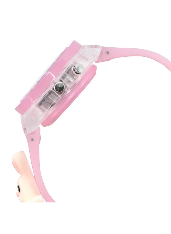 شوكنشوب ساعة Shocknshop المصنوعة من النايلون المضيئة LED للأطفال الصغار برسومات كرتونية لطيفة متعددة الألوان للفتيات (مينا وحزام بلون وردي أرنب) - W327  - Image 3