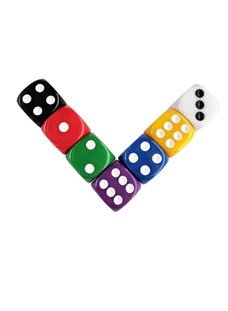 SYOSI 6 Sided Dice Set 16mm Acrylic Dice 7 Color for Playing Games Dice Games Math Games Party Favors Toy Gifts or Teaching Kids Math Board Games Activity Party Favors - Image 2