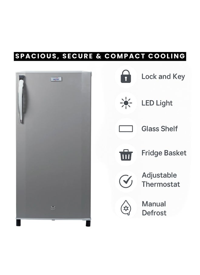 STAR TRACK STAR TRACK 210L Gross / 150L Net capacity Single Door Refrigerator, Lock and Key, Led Light, Glass Shelf, Fridge Basket, Adjustable Thermostat, Adjustable Feet, R600a, Manual Defrost, Hinged Single Door, Dark Grey, ST-FRG-210L  - Image 5