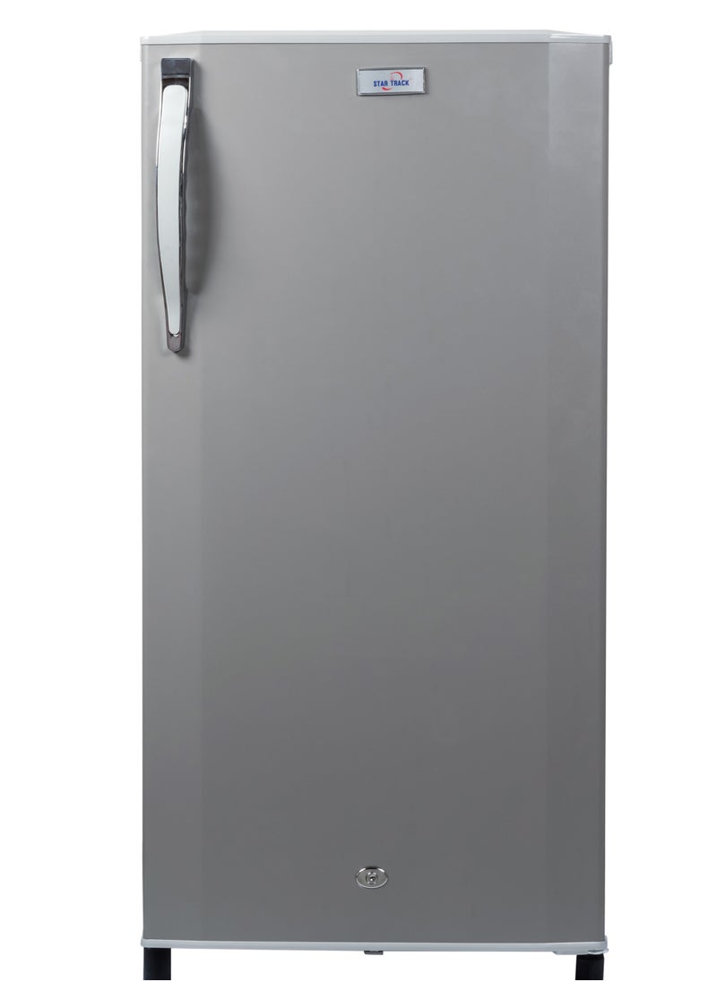 STAR TRACK STAR TRACK 210L Gross / 150L Net capacity Single Door Refrigerator, Lock and Key, Led Light, Glass Shelf, Fridge Basket, Adjustable Thermostat, Adjustable Feet, R600a, Manual Defrost, Hinged Single Door, Dark Grey, ST-FRG-210L  - Image 1