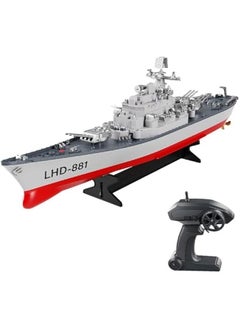Remote Control Warship RC Military Battleship, 1:390 Scale Remote Control Boat for Lakes and Rivers, 2.4GHz RC Armed Cruiser Boat Model with Low Battery Alarm for Adults