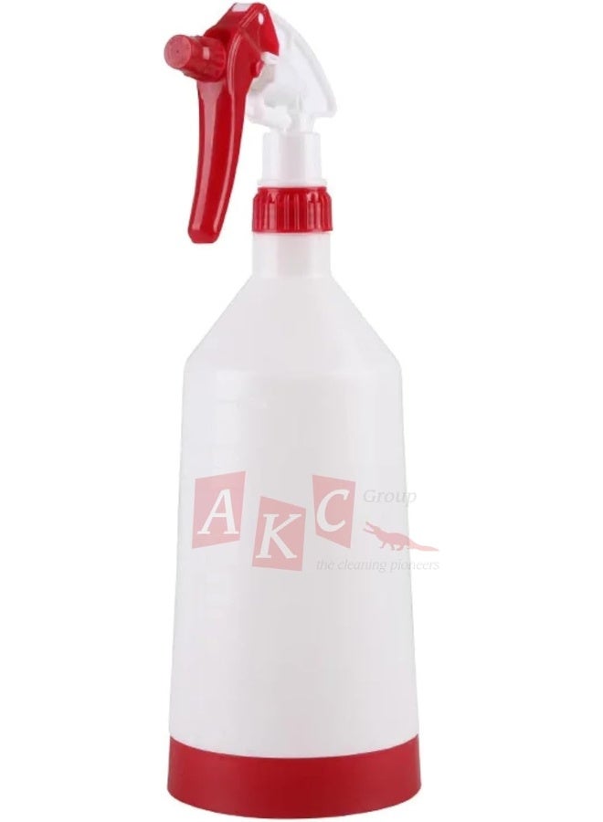AKC 1L Plastic Spray Bottle – 32oz Refillable Cleaning Sprayer for Car, Home, and Garden | Adjustable Nozzle | Leak-Proof Trigger Spray Bottle for Disinfectant, Water, Chemicals – Red/White - Image 1