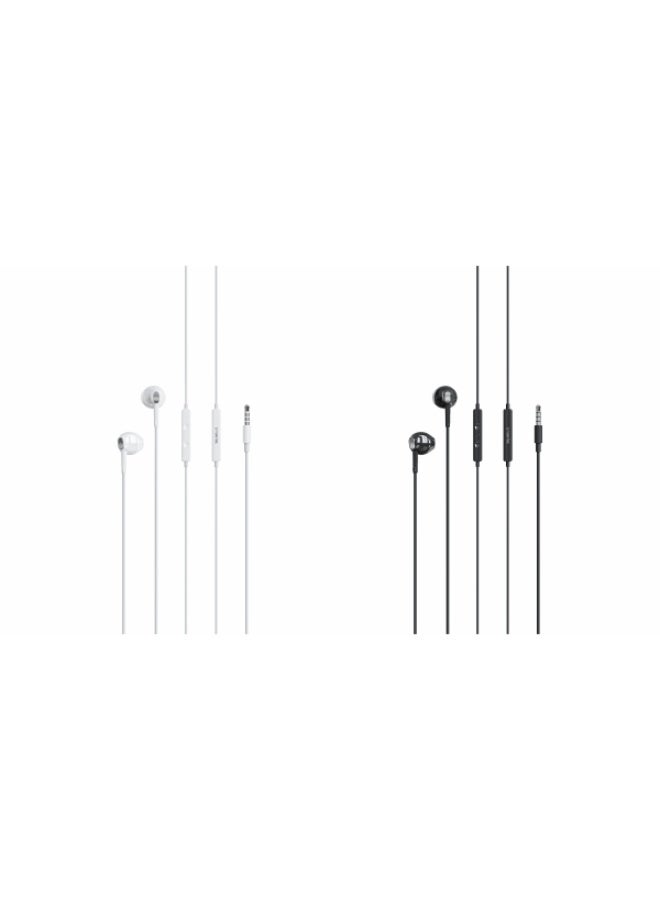 Starfire Wired Earphones High-Fidelity 14mm Drivers with Built-in Microphone and Volume Control 1.2m TPE Cable - White/Black - Image 1