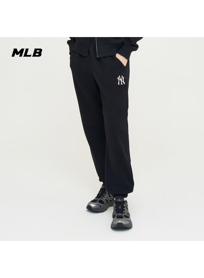 إم إل بي Mlb الرجال والنساء زوجين الخريف جديد لون الصلبة مطاط الخصر مقيد السراويل عارضة السراويل 3aptb0244-50bks-m - Image 3