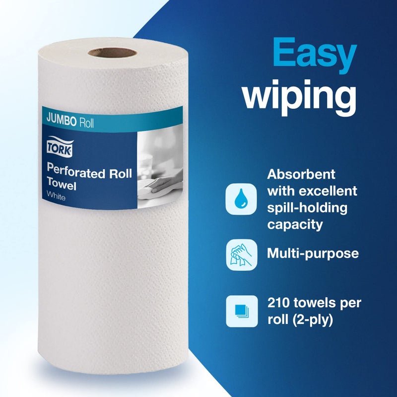 Tork Universal Perforated Towel Roll, Two-Ply, 11 x 9, White, 210/Roll - Image 3