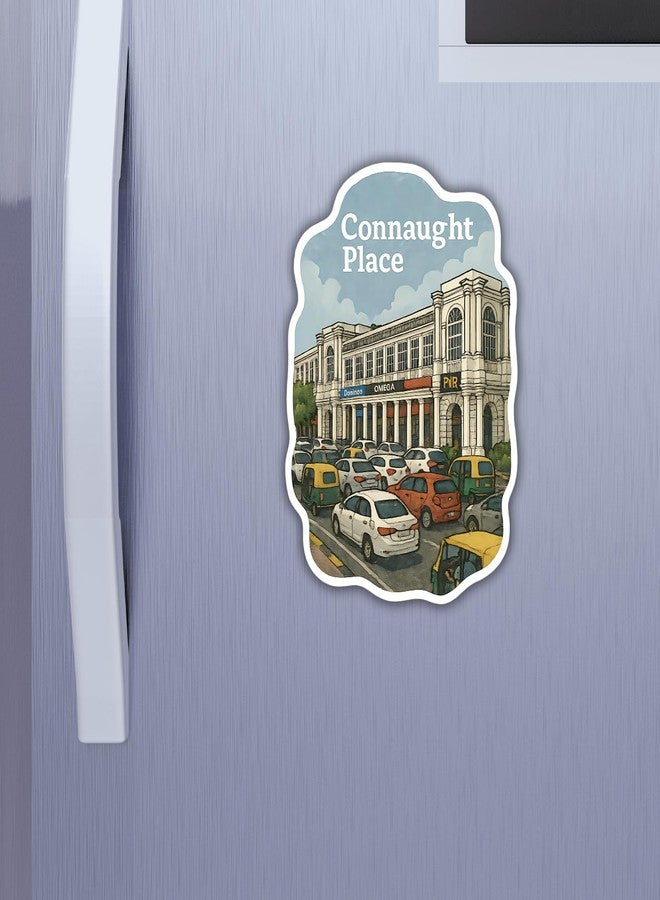 GiftODay Connaught Place Theme Souvenir Wooden Fridge Magnet for Refrigerator - Connaught Place Printed Fridge Magnet for Kitchen & Home Decor | Perfect Souvenir Gift | Size 3x3 Inches | Pack of 1 - Image 1