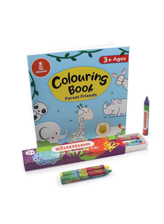 شومي دفتر تلوين شومي مع مجموعة أقلام تلوين عضوية - بطابع الغابة (٣ سنوات فأكثر) | ٢٠ صفحة و٦ أقلام تلوين | ألوان عضوية وطبيعية | مجموعة فنون وحرف يدوية لتنمية مهارات الأطفال لإنشاء كرنفال ملون - Image 1