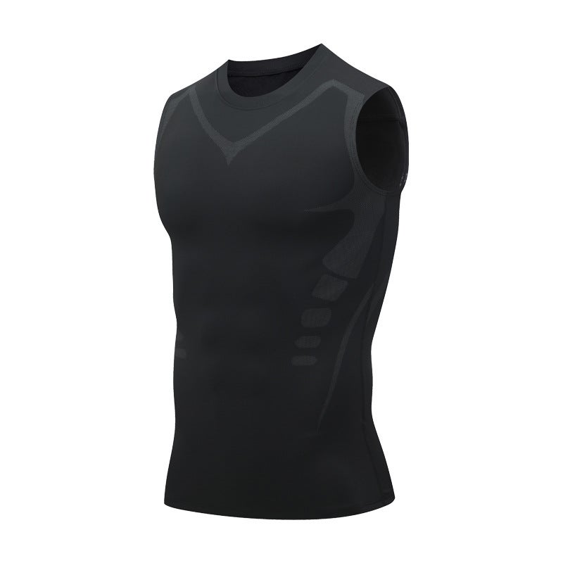 Cross-Mirror American Tight Men'S Sports Running Fitness Suit Quick-Drying Long-Sleeved T-Shirt High Elastic Training Vest