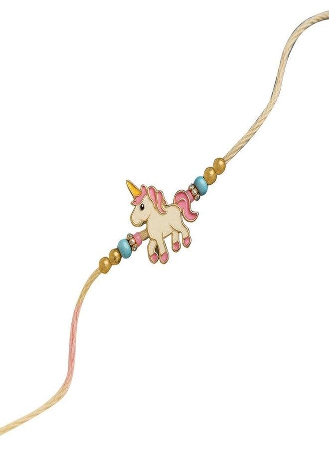 nestroots Unicorn Rakhi for Girls | Multicolor Beaded Thread for Kids | Cute Fancy Rakhi for Sister or Brother | Raksha Bandhan Gift with Cartoon - Image 1