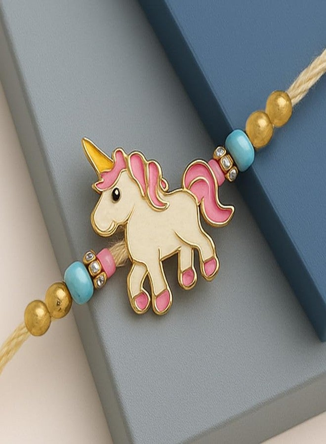 nestroots Unicorn Rakhi for Girls | Multicolor Beaded Thread for Kids | Cute Fancy Rakhi for Sister or Brother | Raksha Bandhan Gift with Cartoon - Image 2