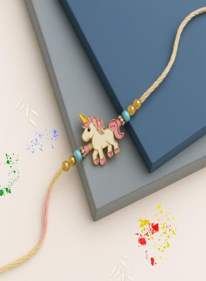 nestroots Unicorn Rakhi for Girls | Multicolor Beaded Thread for Kids | Cute Fancy Rakhi for Sister or Brother | Raksha Bandhan Gift with Cartoon - Image 3