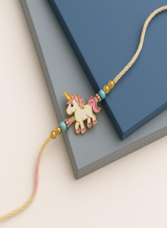 nestroots Unicorn Rakhi for Girls | Multicolor Beaded Thread for Kids | Cute Fancy Rakhi for Sister or Brother | Raksha Bandhan Gift with Cartoon - Image 4