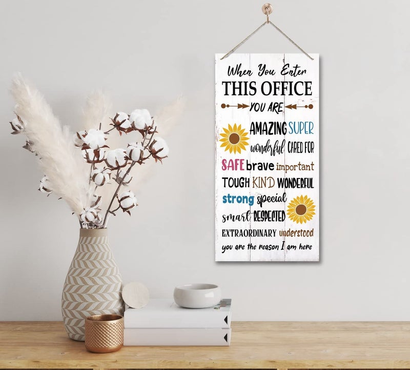 Gkwa Sunflower Wooden Motivational Office Decor - Hanging Wall Sign for Counselor & Psychologist Office - Image 4