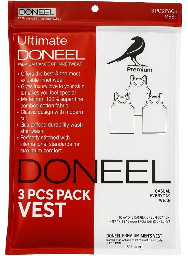 Doneel قميص داخلي بدون أكمام من DONEEL، أبيض، عبوة من 3، سترة للرجال، مقاس L - Image 3