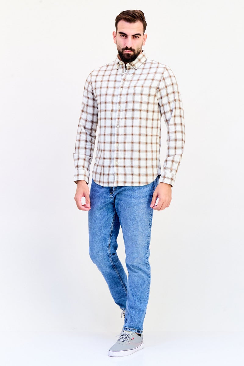 Jack Jones Men Regular Fit Long Sleeve Checkered Casual Shirt, Multicolor  - Image 3