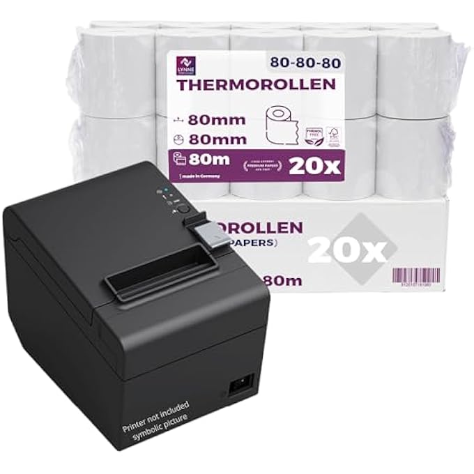 TILL ROLL 80X80 FOR CASH REGISTERS - THERMAL TILL ROLLS 80 X 80MM - RECEIPT PAPER BPA FREE (PACK OF 20 ROLLS) - Image 1