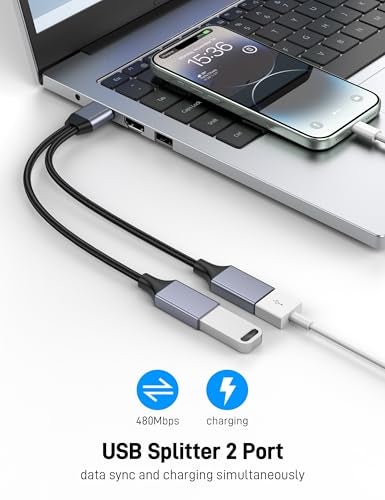 KAYQINHO USBA Y Splitter 1 in 2 Out, USB Male to 2 Female Cable for PC, Tablet, Laptop, MacBook, Keyboard, PS4, PS5, Mouse, FlashDrive, LED, Etc. - Image 2