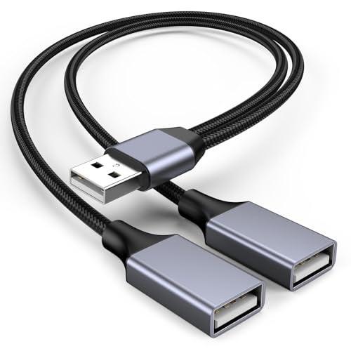 KAYQINHO USBA Y Splitter 1 in 2 Out, USB Male to 2 Female Cable for PC, Tablet, Laptop, MacBook, Keyboard, PS4, PS5, Mouse, FlashDrive, LED, Etc. - Image 1