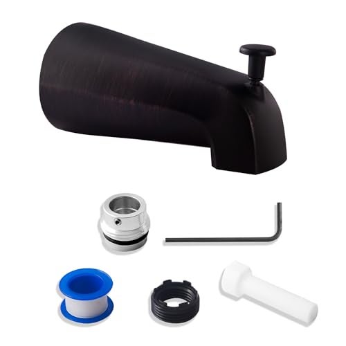 CalcMetal Top Diverter Tub Spout with 4 in 1 Adapter Universal fit 12 Copper Slip 12 Iron PipeLong and Short stub Out and 34 Iron Pipe Connections Easy Installation Venetian Bronze - Image 1