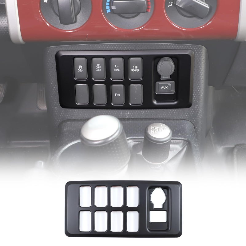 LLKUANG ABS Center Console Driver Assistance Decoration Cover for Toyota FJ Cruiser 20072021 Air Conditioning Button Mode Panel Frame Matte Black