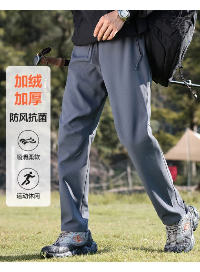 Fapai Winter Fleece Casual Pants Unisex Outdoor Casual Drawstring Waist Long Pants Softshell Pants - Image 1